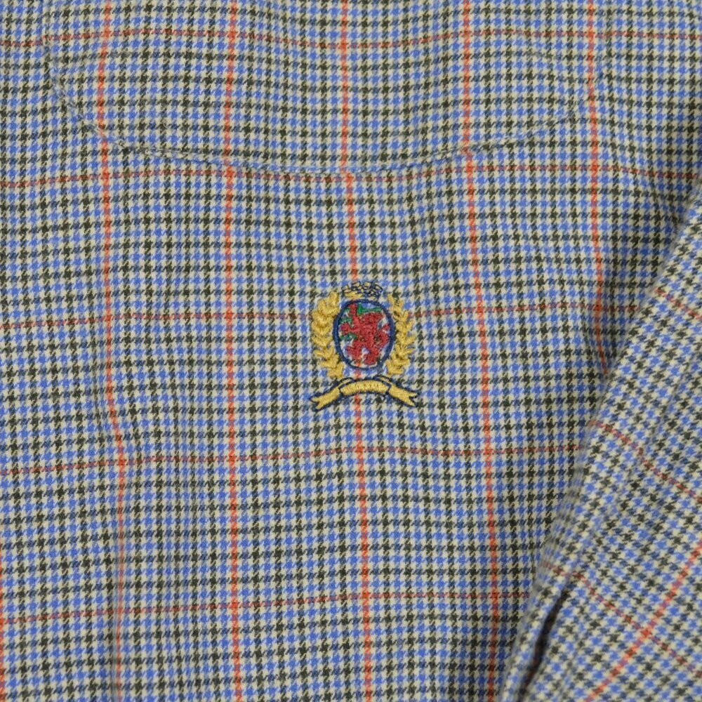 π§’ Tommy Hilfiger Crest Logo Plaid Button Down Shirt Menβs L Preppy - Picture 7 of 10